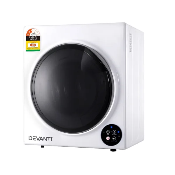 Devanti 5kg Fully Automatic White Tumble Dryer with Wall Mount Kit